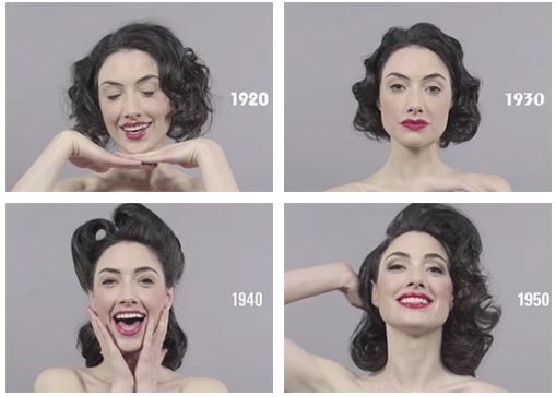 100 Years of Beauty and Hairstyles in 1 Minute