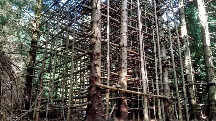 My Friend Found This Scaffold-Like Structure On A Trip. There Was A Paintball/Airsoft Field And A Hotel Nearby, But I'm Confused About The Purpose Of This. Located In Czechia. What Is This Thing?