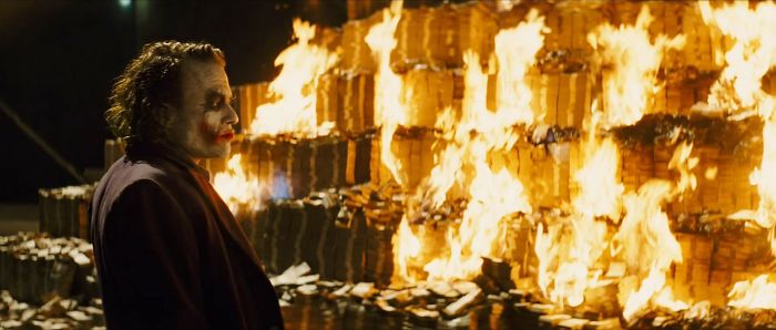 In The Dark Knight(2008) Joker Burns A Pile Of Cash, Which Is Illegal In The Us. This Little Detail Implies That Joker Might Be A Bad Person