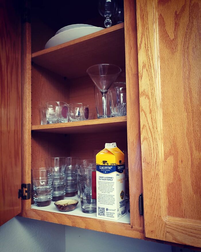 Is Morning As I Was Looking In The Fridge For Milk And Couldn't Find It, Rod Gave Me A Second Set Of Eyes. Both Of Us Were So Confused As To Were It Went Since I Had Some As Snack Before Bed Last Night. Then I Remembered, I Drank It Out Of A Wine Glass (It Makes Me Feel Fancy), And I've Been Putting Items In The Wrong Cabinet Lately. Previously With Other Items I Caught And Corrected It, But Last Night #pregobrain Won. Poor Rod Had To Go Buy More Milk This Morning! Thank God For That Man!