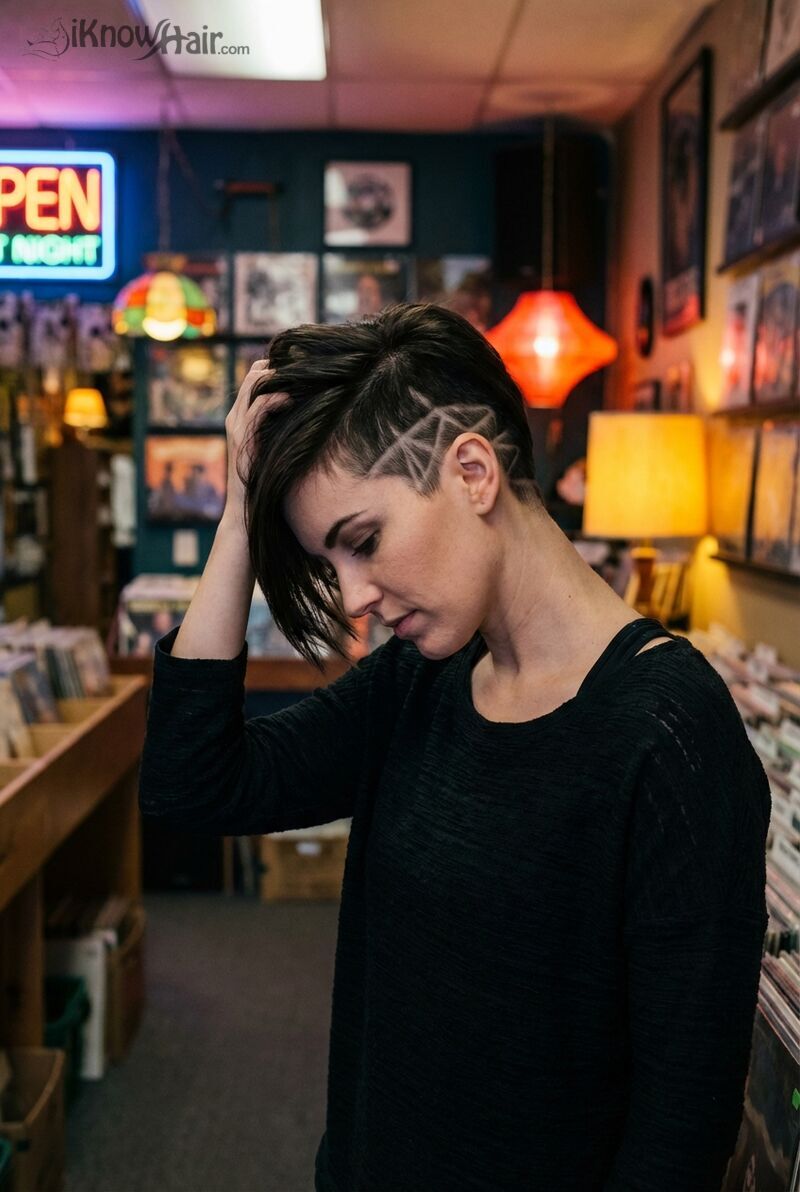 Street style asymmetrical pixie cut urban fashion