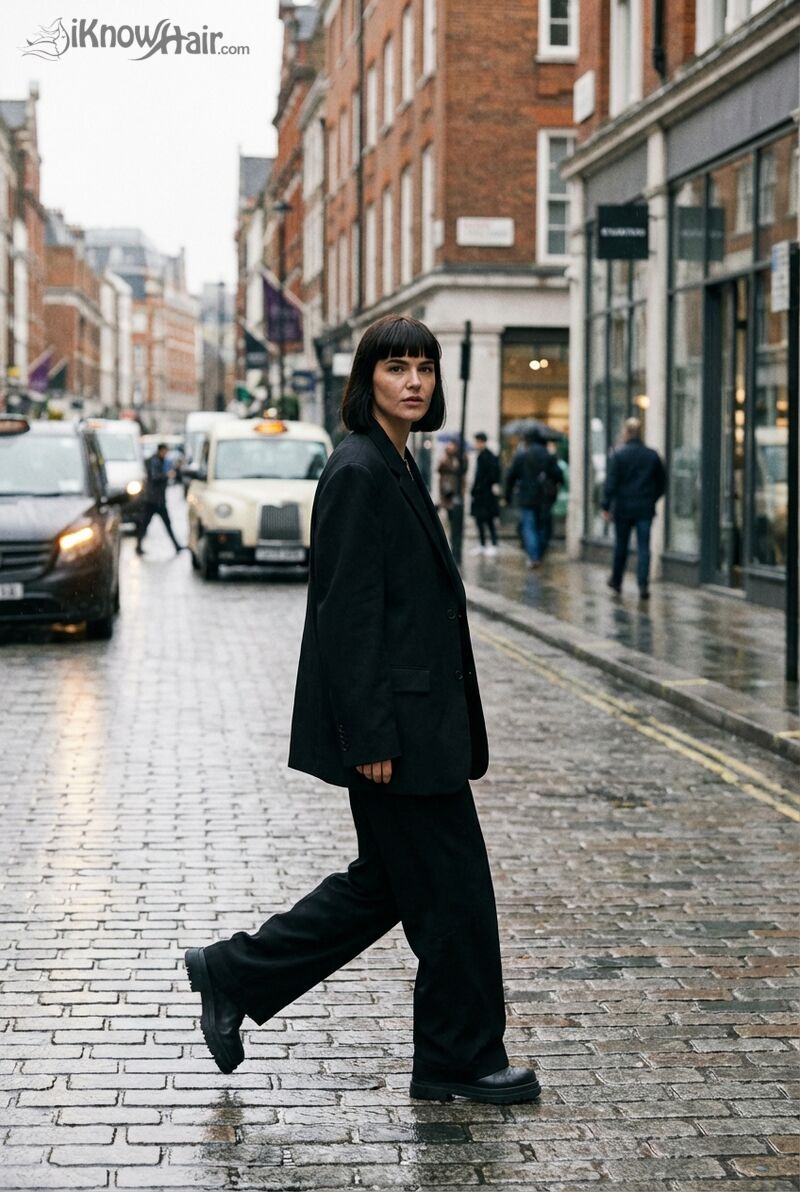 Blunt bangs bold straight cut dramatic look