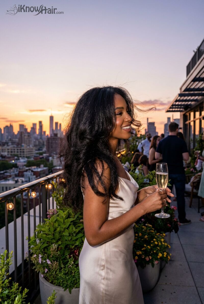 Butterfly layers cascading hair rooftop party 2026