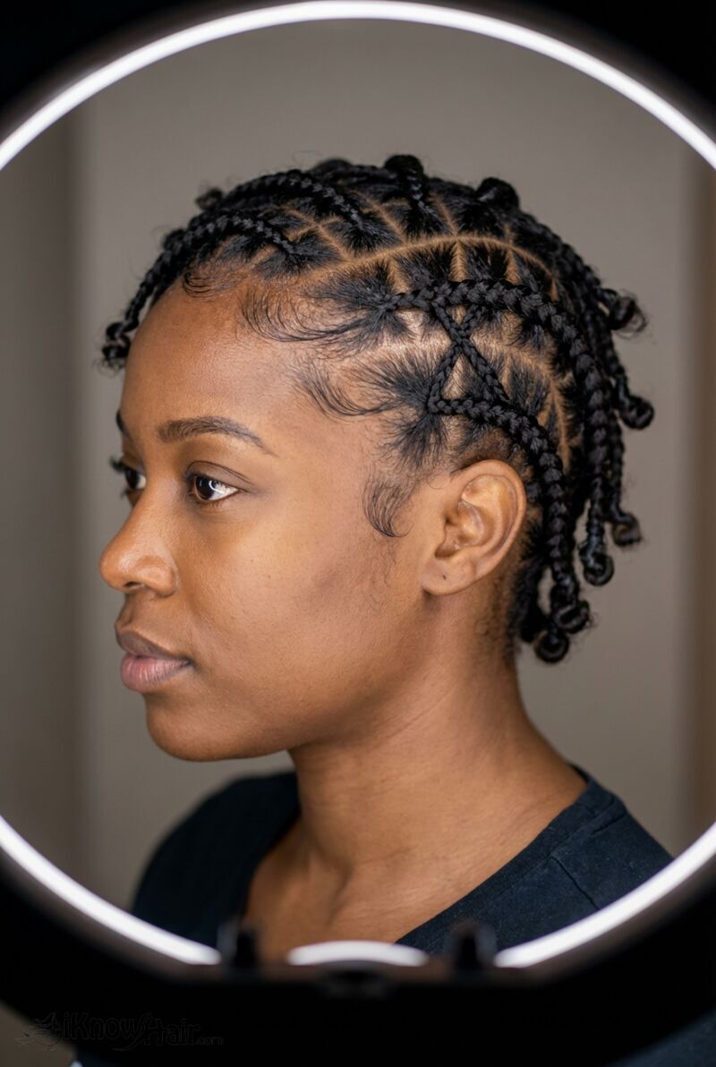 Athletic black woman with cornrow braids fitness lifestyle