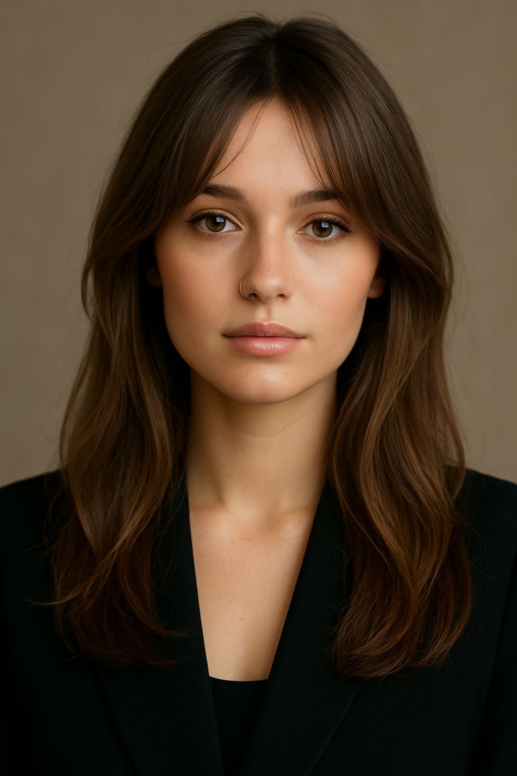 Curtain bangs face framing soft flowing hairstyle 2026