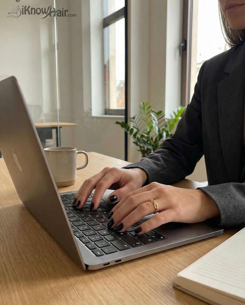 Classic Short Black Nails lifestyle shot for winter 2026