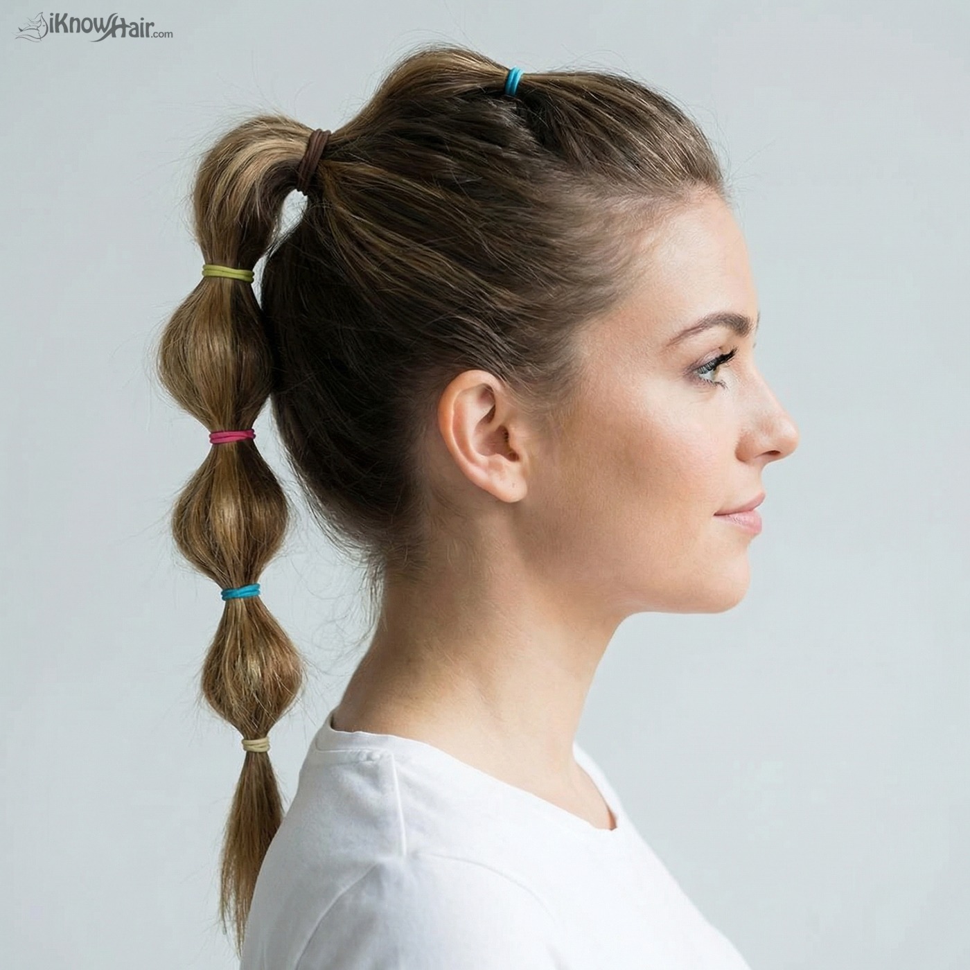 Woman with trendy bubble ponytail