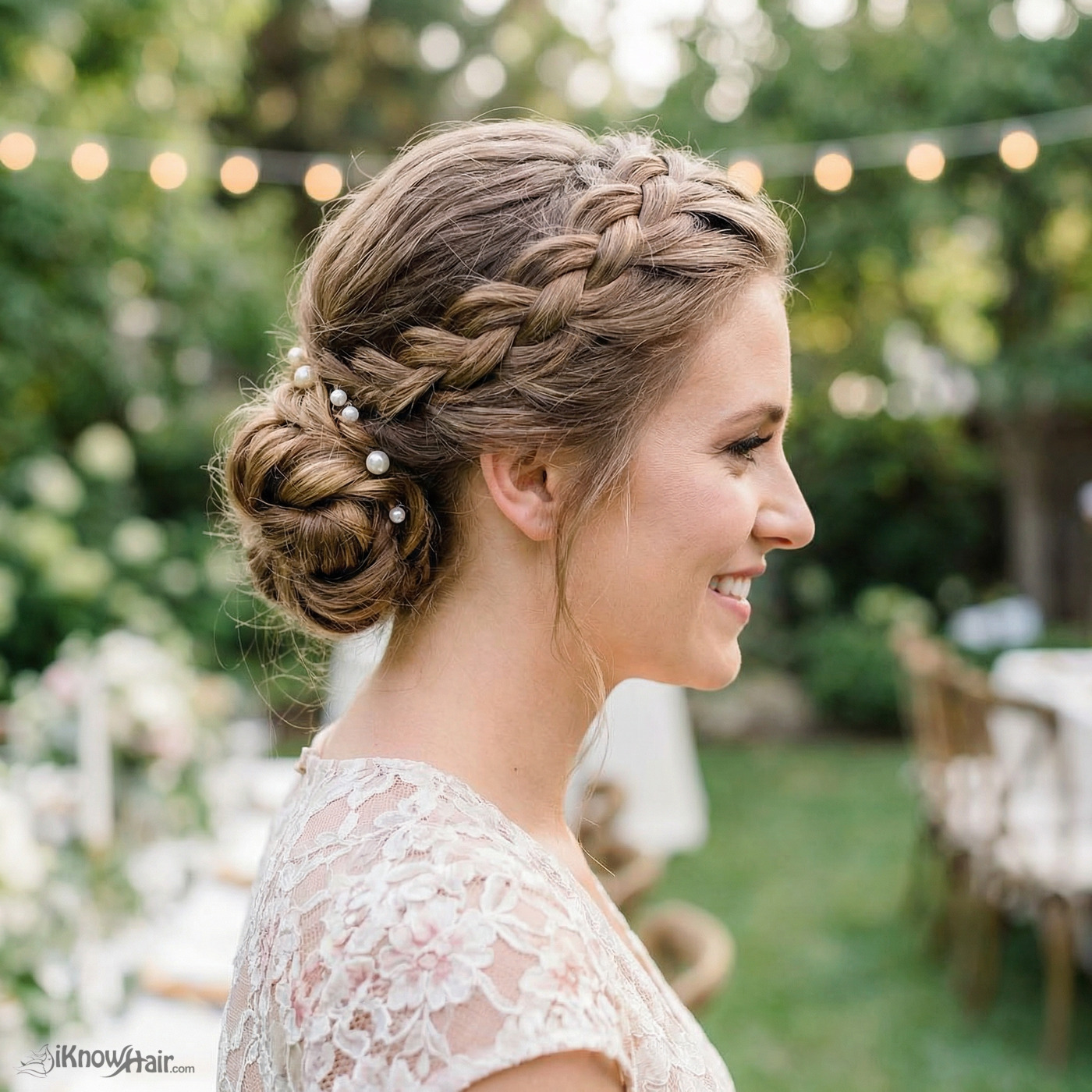 Romantic braided updo hairstyle