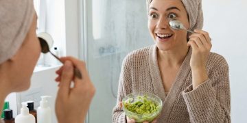 Woman applying beauty trick hack