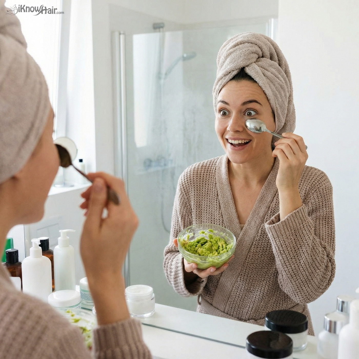 Woman applying beauty trick hack