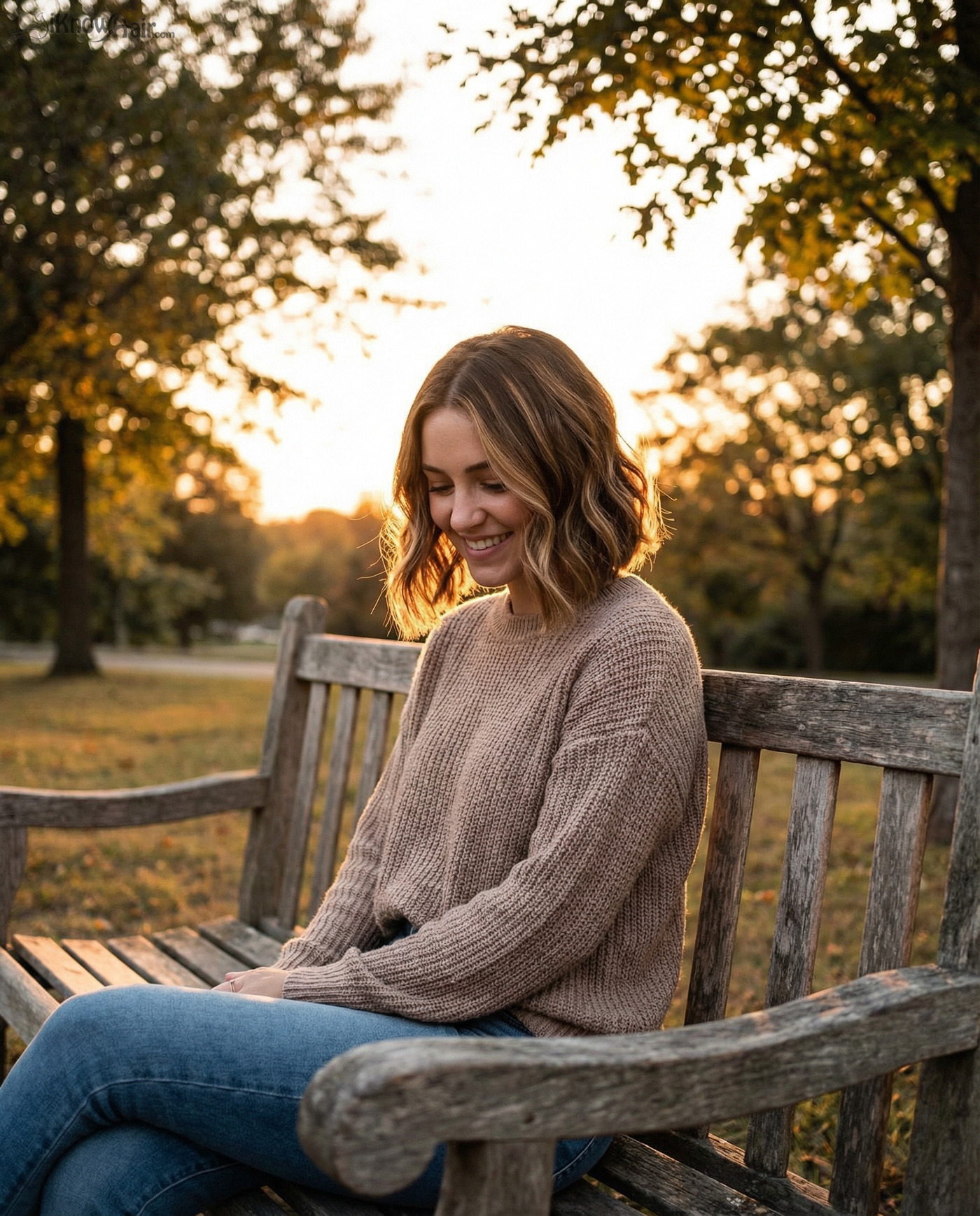 Italian bob with soft waves caramel highlights golden hour 2026