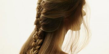 Beautiful waterfall braid hairstyle side view