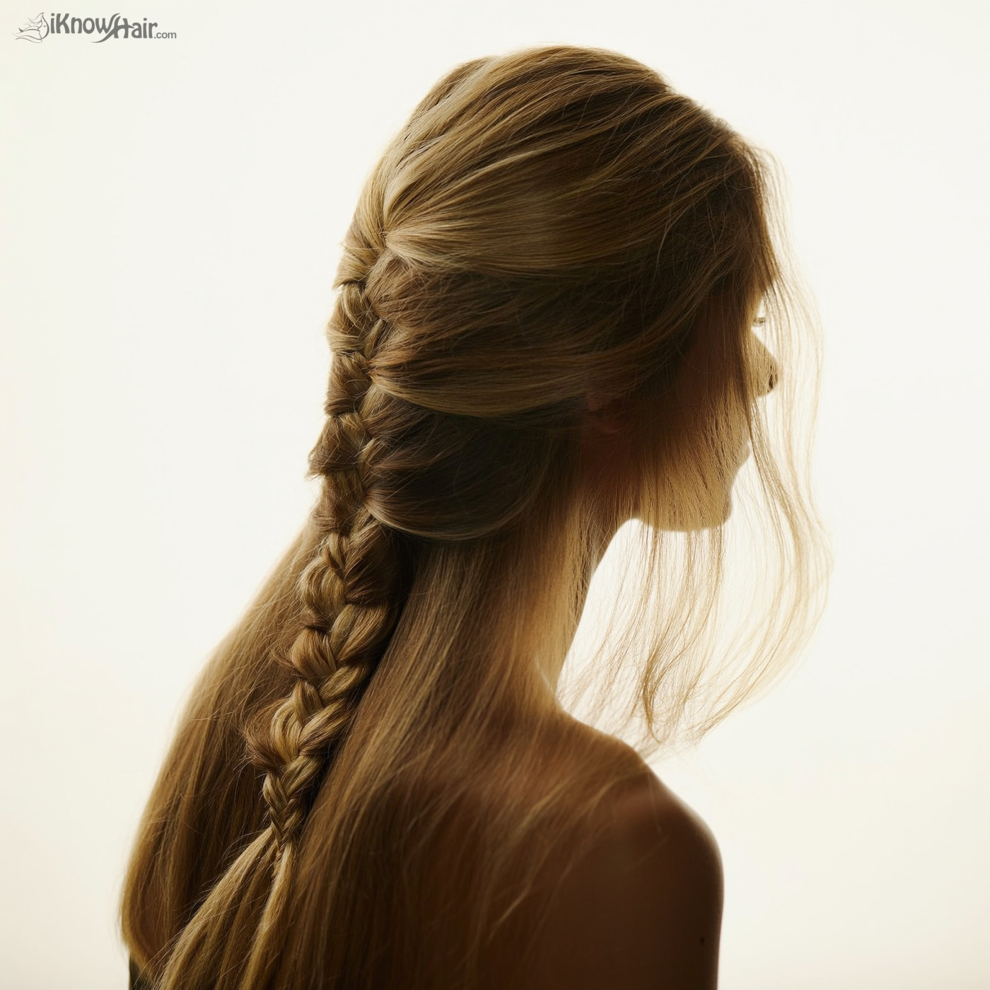 Beautiful waterfall braid hairstyle side view