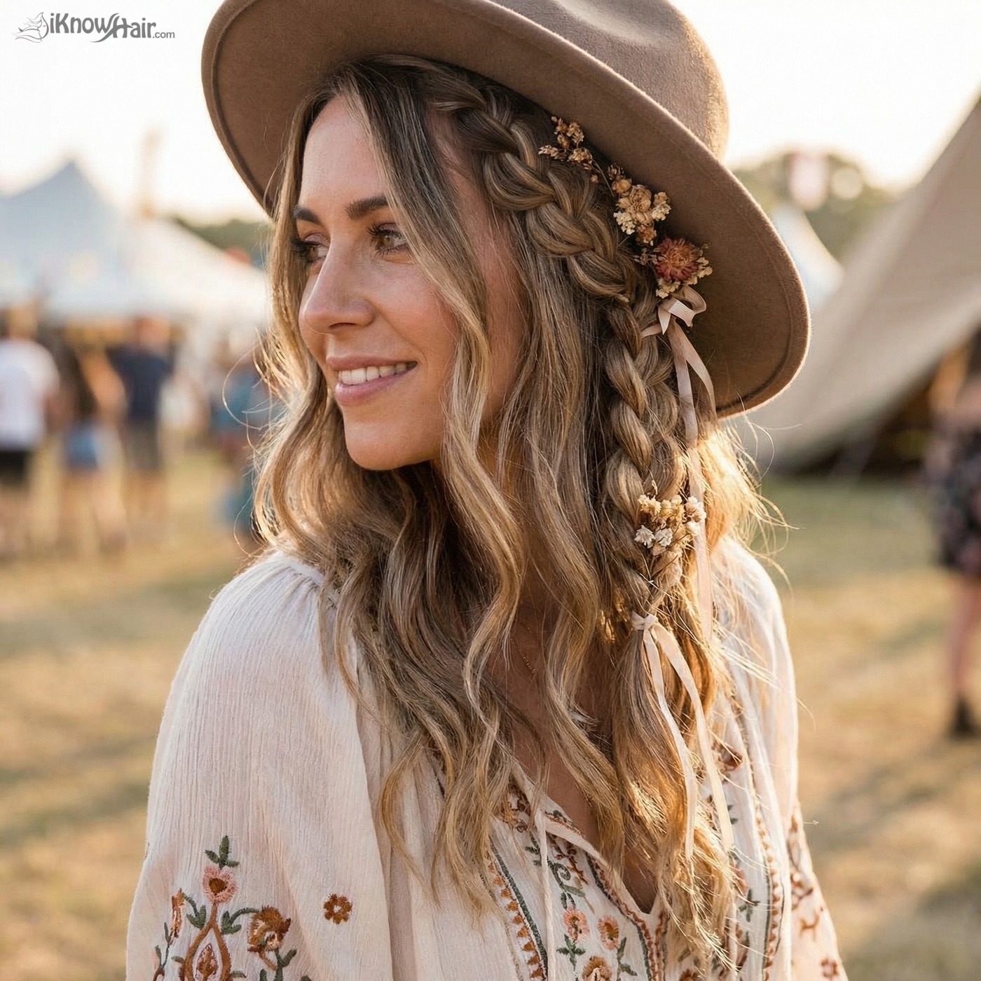 Double waterfall braids bohemian style